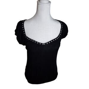 In Joy Black Blouse Womans Top Size L